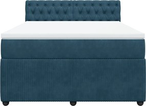 vidaXL Κρεβάτι Boxspring με Στρώμα Μπλε 140x200 εκ. Βελούδινο