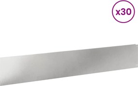 vidaXL Περίγραμμα γκαζόν 30 τμχ. 100 x 18 εκ Stainless Steel Ασημί