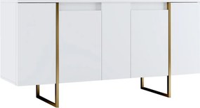 Μπουφές Luxe Megapap χρώμα λευκό - χρυσό 160x35x80εκ.