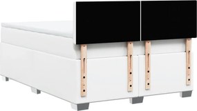 vidaXL Κρεβάτι Boxspring με Στρώμα Λευκό 160x200εκ.από Συνθετικό Δέρμα