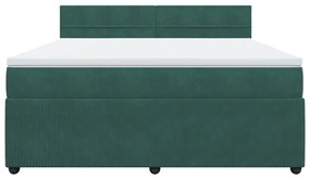 vidaXL Κρεβάτι Boxspring με Στρώμα Σκούρο Πράσινο 180x200εκ. Βελούδινο