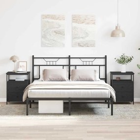 vidaXL Κομοδίνο 2 pcs Μαύρη Οξυά 34 x 35,5 x 50 εκ Επεξεργασμένο ξύλο