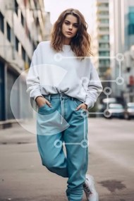 Intra Συλλεκτικό Ξύλινο Παζλ Plywood 4mm - Περιστασιακή νεαρή γυναίκα σε αστικό περιβάλλον Σε Ξύλινο Κουτί - Διαστάσεις Puzzle: 10x10 cm – 25 κομμάτια