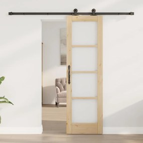 vidaXL Συρόμενη Πόρτα Καφέ 61 x 198.5 εκ. Ξύλο και μέταλλο