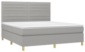 vidaXL Κρεβάτι Boxspring με Στρώμα &amp; LED Αν.Γκρι 180x200εκ. Υφασμάτινο