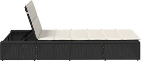 vidaXL Ξαπλώστρα με αιωρούμενο μαξιλάρι Μαύρο Poly Rattan