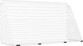 vidaXL Τέρμα Ποδοσφαίρου με Δίχτυ Λευκό 366 x 122 x 182 εκ. από Ατσάλι