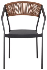 Καρέκλα - Πολυθρόνα C5891.01 Ανθρακί Αλουμινίου με Textline και Μπέζ Rattan 56,5x58x79Υ εκ. 56.5x58x79 εκ.