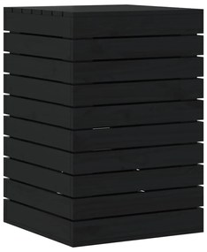 Καλάθι Ρούχων Μαύρο 44 x 44 x 66 εκ. από Μασίφ Ξύλο Πεύκου - Μαύρο