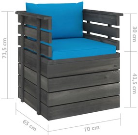 vidaXL Πολυθρόνα Κήπου από Ξύλο Πεύκου με Μαξιλάρια