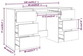 Γραφείο Καπνιστή Δρυς 140 x 50 x 77 εκ. από Επεξεργασμένο Ξύλο - Καφέ