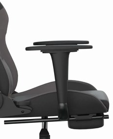 Καρέκλα Gaming Μασάζ Υποπόδιο Μαύρο/Γκρι από Συνθετικό Δέρμα - Μαύρο