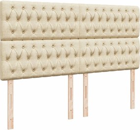 vidaXL Κρεβάτι Boxspring με Στρώμα Κρεμ 200x200 εκ. Υφασμάτινο