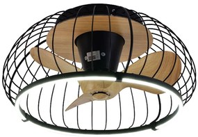 Ανεμιστήρας Ορόφης Minnewanka 101000720 Φ70x32cm Με Φως Dim Led 72W Black-Natural Itlighting Διάμετρος 70cm