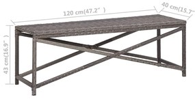 vidaXL Πάγκος Κήπου Γκρι 120 εκ. από Συνθετικό Ρατάν