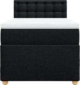 vidaXL Κρεβάτι Boxspring με Στρώμα Μαύρο 90x200 εκ. Υφασμάτινο