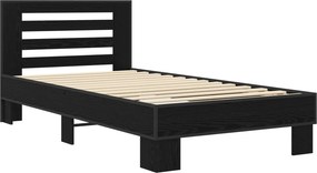 vidaXL Κρεβάτι με Κεφαλάρι Μαύρη Δρυς 80 x 200 cm Επεξεργασμένο Ξύλο