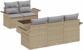 vidaXL Σετ Καναπέ με μαξιλάρι 6 pcs Μπεζ συνθετικό ρατάν