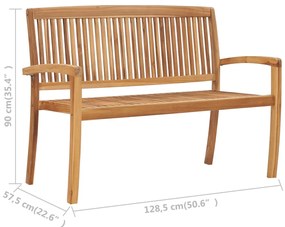 vidaXL Παγκάκι Κήπου Διθέσιο Στοιβαζόμενο 128,5 εκ. Μασίφ Ξύλο Teak