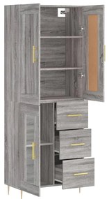 vidaXL Ντουλάπι Γκρι Sonoma 69,5 x 34 x 180 εκ. Επεξεργασμένο Ξύλο