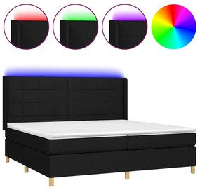 ΚΡΕΒΑΤΙ BOXSPRING ΜΕ ΣΤΡΩΜΑ &amp; LED ΜΑΥΡΟ 200X200 ΕΚ. ΥΦΑΣΜΑΤΙΝΟ 3138903