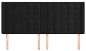 Κεφαλάρι με Πτερύγια Μαύρο 163x16x118/128 εκ. Βελούδινο - Μαύρο