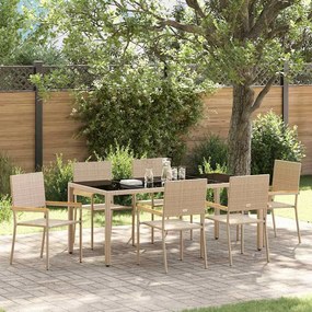 vidaXL Σέτ φαγητού για κήπο 7 pcs Μπεζ συνθετικό ρατάν