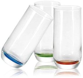 Ποτήρι Νερού Kouros Σετ 3Τμχ Διαφορετικά Χρώματα 360ml 66x143mm