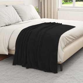 vidaXL Κουβέρτα Μαύρο 130 x 150 cm Μαλλί