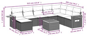 vidaXL Σαλόνι Κήπου Σετ 9 τεμ. Μπεζ Συνθετικό Ρατάν με Μαξιλάρια