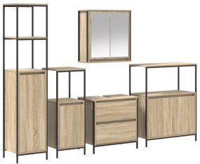 vidaXL σετ 5 κομματιών έπιπλα μπάνιου  σε καρυδί επεξεργασμένο ξύλο