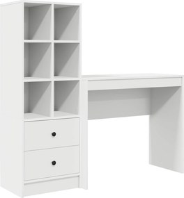 vidaXL Γραφείο με συρτάρι με ράφι με αποθήκευση 2 pcs Λευκό