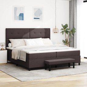 vidaXL Κρεβάτι με Στρώμα & Πάγκο Σκούρο Καφέ 200x200 εκ Ύφασμα