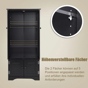 Ντουλάπι με Πορτάκια και Ρυθμιζόμενα Ράφια Costway JZ10009BK