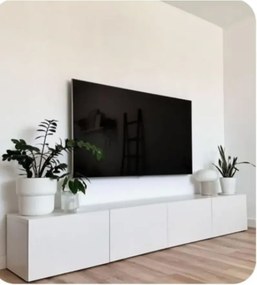 Stewehome Μοντέρνα επιτοίχια μονάδα τηλεόρασης με ντουλάπι από σανίδα μελαμίνης Λευκό 200x30x30 cm