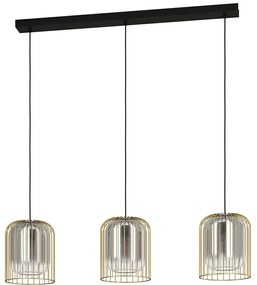 Φωτιστικό Οροφής - Ράγα Caminat 39696 103x17x150cm 3xE27 40W Black-Gold Eglo Steel,Glass
