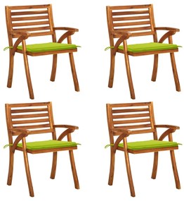 3075185 vidaXL Καρέκλες Κήπου 4 τεμ. από Μασίφ Ξύλο Ακακίας με Μαξιλάρια Πράσινο, 1 Τεμάχιο