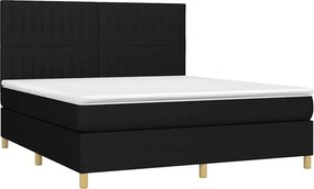 vidaXL Κρεβάτι Boxspring με Στρώμα &amp; LED Μαύρο 160x200 εκ. Υφασμάτινο