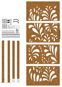 Πύλη κήπου 105x205 cm Weathering Steel Wave Design - Καφέ