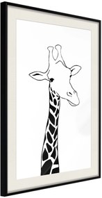 Αφίσα - Black and White Giraffe - 30x45 - Μαύρο - Με πασπαρτού