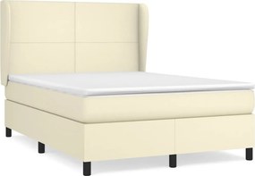 vidaXL Κρεβάτι Boxspring με Στρώμα Κρεμ 140x190εκ. από Συνθετικό Δέρμα
