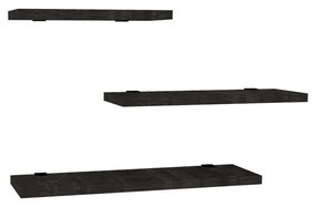 Wall shelf Leila set of 3 melamine in anthracite shade 40x14x2cm 40x14x2 εκ.