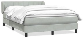 vidaXL Κρεβάτι Boxspring με Στρώμα Ανοιχτό Γκρι 140x220 εκ. Βελούδινο