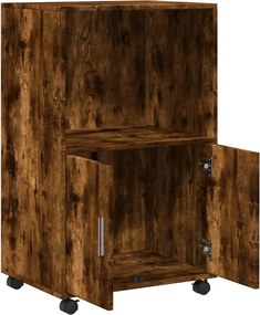 vidaXL Ντουλάπι Με Ροδάκια Καπνιστή Δρυς 55x40x91 εκ. Επεξ. Ξύλο