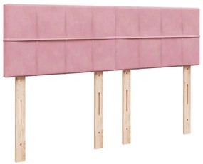 vidaXL Κρεβάτι Boxspring με Στρώμα Ροζ 140x190 εκ. Βελούδινο