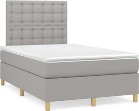 vidaXL Κρεβάτι Boxspring με Στρώμα &amp; LED Αν.Γκρι 120x190εκ. Υφασμάτινο