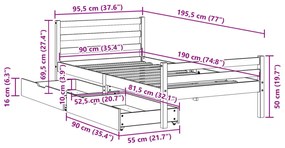 ΣΚΕΛΕΤΟΣ ΚΡΕΒΑΤΙΟΥ ΧΩΡΙΣ ΣΤΡΩΜΑ 90X190 ΕΚ ΜΑΣΙΦ ΞΥΛΟ ΠΕΥΚΟΥ 3301596