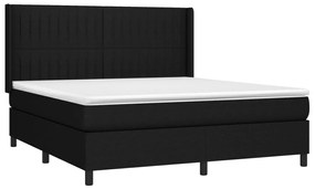 vidaXL Κρεβάτι Boxspring με Στρώμα &amp; LED Μαύρο 180x200 εκ. Υφασμάτινο