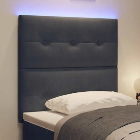 vidaXL Κεφαλάρι με φώτα λωρίδας LED με κεφαλάρι Γκρι 80 cm Βελούδο