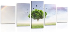 Εικόνα 5 μερών μοναχικό δέντρο στο λιβάδι - 100x50